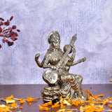 White Whale Superfine Antique Maa Saraswati Brass Statue Religious Goddess Sculpture Idol Home Décor
