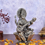 White Whale Superfine Antique Maa Saraswati Brass Statue Religious Goddess Sculpture Idol Home Décor