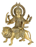 White Whale Brass Maa Durga/Ma Sherwali Idol Sitting On Lion Murti Religious Strength God Sculpture Idol