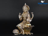 White Whale Brass Lakshmi Idol Hindu Laxmi Goddess Statue Home Office Showpiece Decor