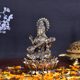 White Whale Superfine Antique Maa Saraswati Brass Statue Religious Goddess Sculpture Idol Home Décor