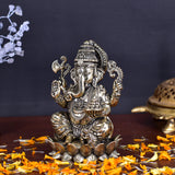White Whale Superfine Lord Ganesha Brass Statue Hindu Religious Sitting Lord Ganesha  Sculpture Figurine Ideal for Gift & Home Decor