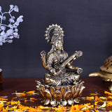 White Whale Superfine Antique Maa Saraswati Brass Statue Religious Goddess Sculpture Idol Home Décor
