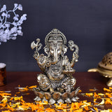 White Whale Superfine Lord Ganesha Brass Statue Hindu Religious Sitting Lord Ganesha  Sculpture Figurine Ideal for Gift & Home Decor