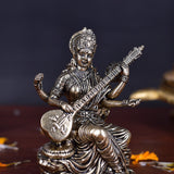 White Whale Superfine Antique Maa Saraswati Brass Statue Religious Goddess Sculpture Idol Home Décor