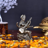 White Whale Superfine Antique Maa Saraswati Brass Statue Religious Goddess Sculpture Idol Home Décor