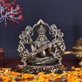 White Whale Superfine Antique Maa Saraswati Brass Statue Religious Goddess Sculpture Idol Home Décor