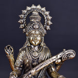 White Whale Superfine Antique Maa Saraswati Brass Statue Religious Goddess Sculpture Idol Home Décor