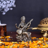 White Whale Superfine Antique Maa Saraswati Brass Statue Religious Goddess Sculpture Idol Home Décor