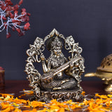 White Whale Superfine Antique Maa Saraswati Brass Statue Religious Goddess Sculpture Idol Home Décor