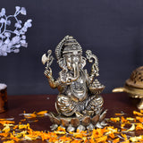 White Whale Superfine Lord Ganesha Brass Statue Hindu Religious Sitting Lord Ganesha  Sculpture Figurine Ideal for Gift & Home Decor