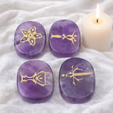 White Whale 4 pcs Engraved Tarot Symbol Palm Stones Reiki Balancing