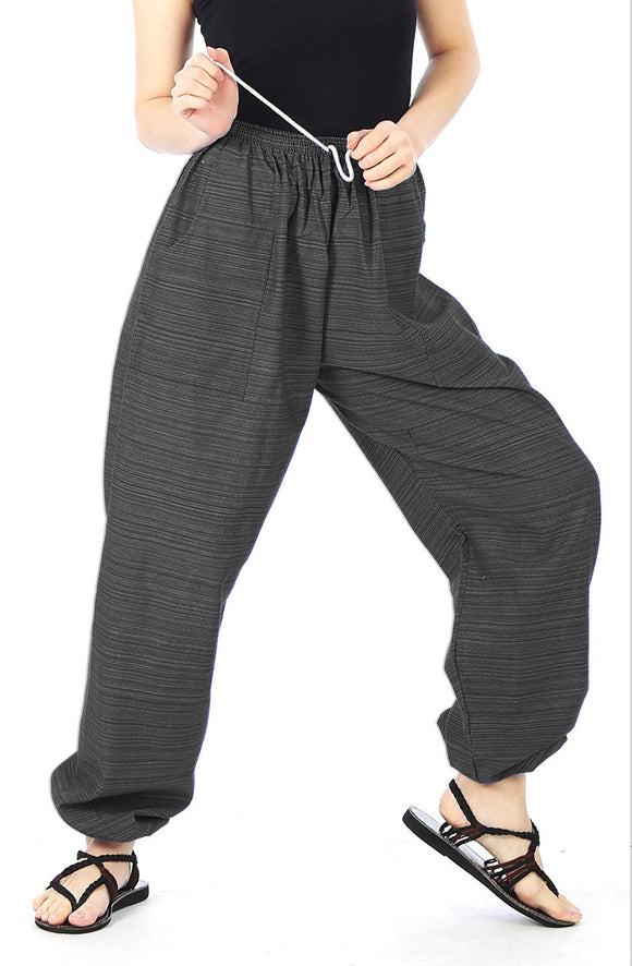 Whitewhale Women Cotton Elastic Waist Drawstring Summer Casual Baggy Hippie Yoga Pants