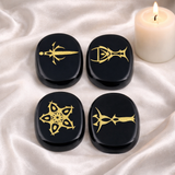 White Whale 4 pcs Engraved Tarot Symbol Palm Stones Reiki Balancing