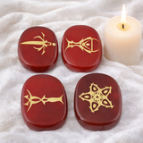 White Whale 4 pcs Engraved Tarot Symbol Palm Stones Reiki Balancing