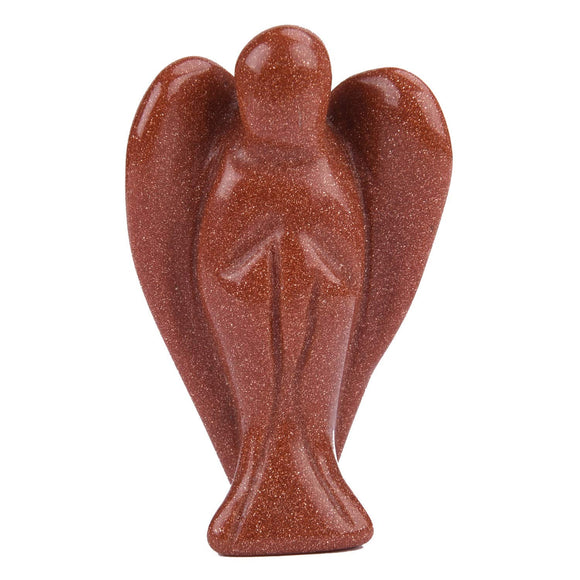 White Whale GoldStone Healing Crystal Gemstone Carved Pocket Crystal Guardian Angel Figurines