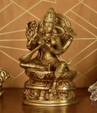 White Whale Maa Saraswati Brass Statue Religious Goddess Sculpture Idol