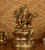 White Whale Maa Saraswati Brass Statue Religious Goddess Sculpture Idol