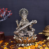 White Whale Superfine Antique Maa Saraswati Brass Statue Religious Goddess Sculpture Idol Home Décor
