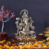 White Whale Superfine Lord Ganesha Brass Statue Hindu Religious Sitting Lord Ganesha  Sculpture Figurine Ideal for Gift & Home Decor