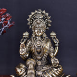 White Whale Superfine Brass Laxmi Ganesh Set Idol Showpiece - Brass Gold Finish Lakshmi Ganesha Idols Statue for Diwali Gifts Puja Home Decor Figurine