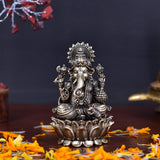 White Whale Superfine Lord Ganesha Brass Statue Hindu Religious Sitting Lord Ganesha  Sculpture Figurine Ideal for Gift & Home Decor