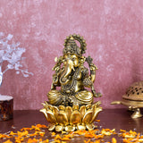 White Whale Superfine Lord Ganesha Brass Statue Hindu Religious Sitting Lord Ganesha  Sculpture Figurine Ideal for Gift & Home Decor