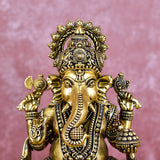 White Whale Superfine Lord Ganesha Brass Statue Hindu Religious Sitting Lord Ganesha  Sculpture Figurine Ideal for Gift & Home Decor