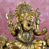 White Whale Superfine Lord Ganesha Brass Statue Hindu Religious Sitting Lord Ganesha  Sculpture Figurine Ideal for Gift & Home Decor