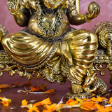 White Whale Superfine Lord Ganesha Brass Statue Hindu Religious Sitting Lord Ganesha  Sculpture Figurine Ideal for Gift & Home Decor