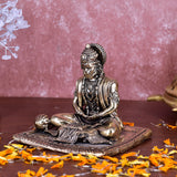 White Whale Suprefine Brass Hanuman Statue Strength Monkey Lord Bajrang Bali Idol Sitting Position Brass Sculpture Diwali Decor Gifts