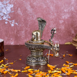 White Whale Superfine Gold Brass Lord Shiva Lingam With Nandi Sculpture Shivling Statue.