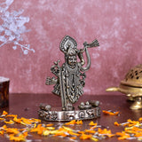 White Whale Superfine Lord Krishna Lifting Govardhan Mountain Brass (Standard, Golden)