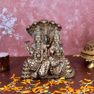 White Whale Superfine Lord Vishnu with Lakshmi Rest Upon Shesha Naag Brass Statue Religious Strength Sculpture Idol