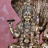White Whale Superfine Lord Vishnu with Lakshmi Rest Upon Shesha Naag Brass Statue Religious Strength Sculpture Idol