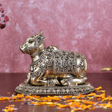White Whale Superfine Little Brass Shiva Nandi Statue | Murti for Home Decoration | Office Décor