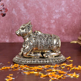 White Whale Superfine Little Brass Shiva Nandi Statue | Murti for Home Decoration | Office Décor