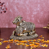White Whale Superfine Little Brass Shiva Nandi Statue | Murti for Home Decoration | Office Décor