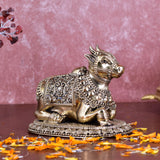 White Whale Superfine Little Brass Shiva Nandi Statue | Murti for Home Decoration | Office Décor