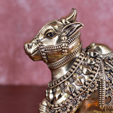 White Whale Superfine Little Brass Shiva Nandi Statue | Murti for Home Decoration | Office Décor