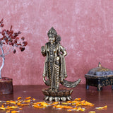 White Whale Superfine Brass Lord Kartik Standing Idol with Peacock The Vehicle of Kartikeya