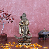 White Whale Superfine Brass Lord Kartik Standing Idol with Peacock The Vehicle of Kartikeya