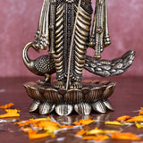 White Whale Superfine Brass Lord Kartik Standing Idol with Peacock The Vehicle of Kartikeya