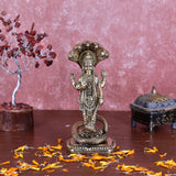 White Whale Superfine Brass Hindu God Lord Vishnu Bhagwan With Sheshnaag Lord Vishnu Idol Statue Murti
