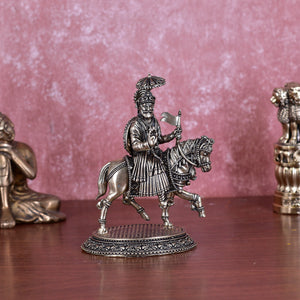 White Whale Superfine Chhatrapati Shivaji Maharaj Idol Brass Shivaji Maharaj Figurine Maratha Warrior King Statue Shivaji Maharaj Statue with Horse for Decor