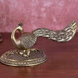 White Whale Superfine Peacock Brass Showpiece Idol Figurine Sculpture for Birthday Gift Table Home Decoration