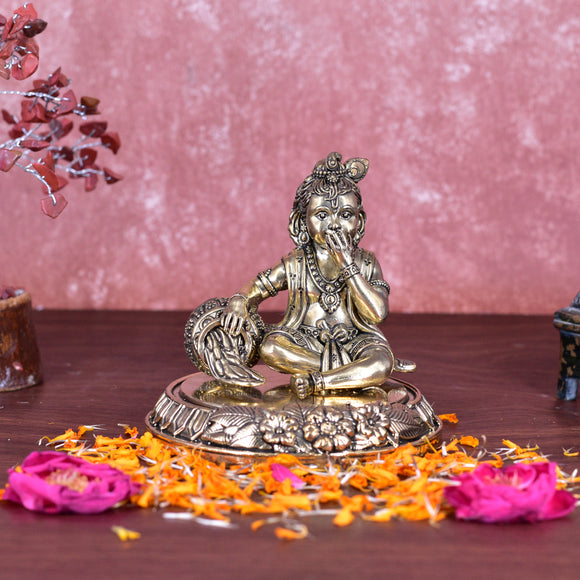 White Whale Superfine Little Krishna Idol India Hind Hindu God Brass Sculpture Makhan Krishna Statue Decor Gift