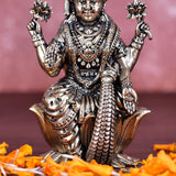 White Whale Superfine Brass Lakshmi Idol Hindu Laxmi Goddess Statue Home Office Showpiece Decor
