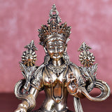 White Whale Superfine Tara Buddha Idol Tibetan Buddhism Yin Kwan Goddess Buddhist StatueTara Mata Brass Sculpture