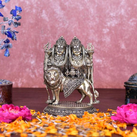 White Whale Superfine Chamunda MATA Brass Statue Religious Strength Sculpture Idol